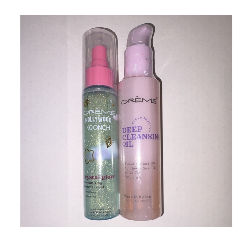 The Crème Shop Deep Cleansing Oil 5.07 fl oz & Crystal Glow Shimmer Mist 3.38oz