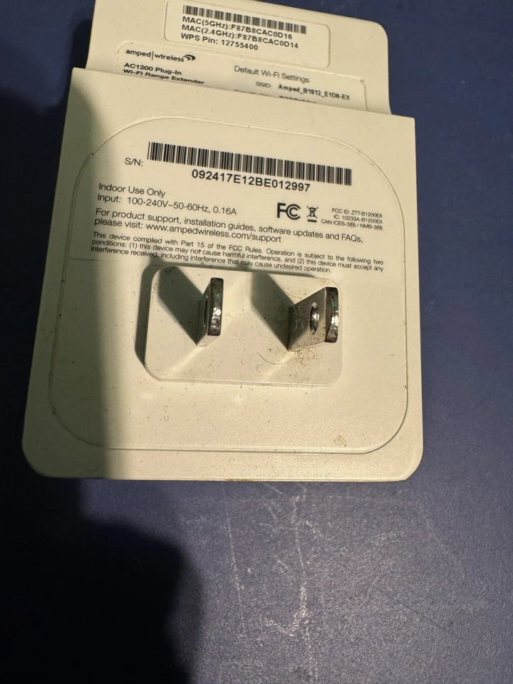 Amped B1200EX Wireless AC1200 Plug-In Wi-Fi Range Extender 2.4GHz 5GHz Dual Band - Image 3 of 4