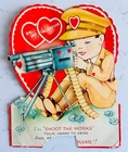 Vintage Valentine Card, Patriotic WW2 Military Machine Gun "Popping" Noisemaker