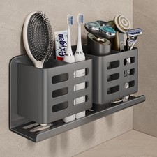 Aluminum Toothbrush Holder Self-Adhesive Hanging Bracket Shower Toothbrush Ra...