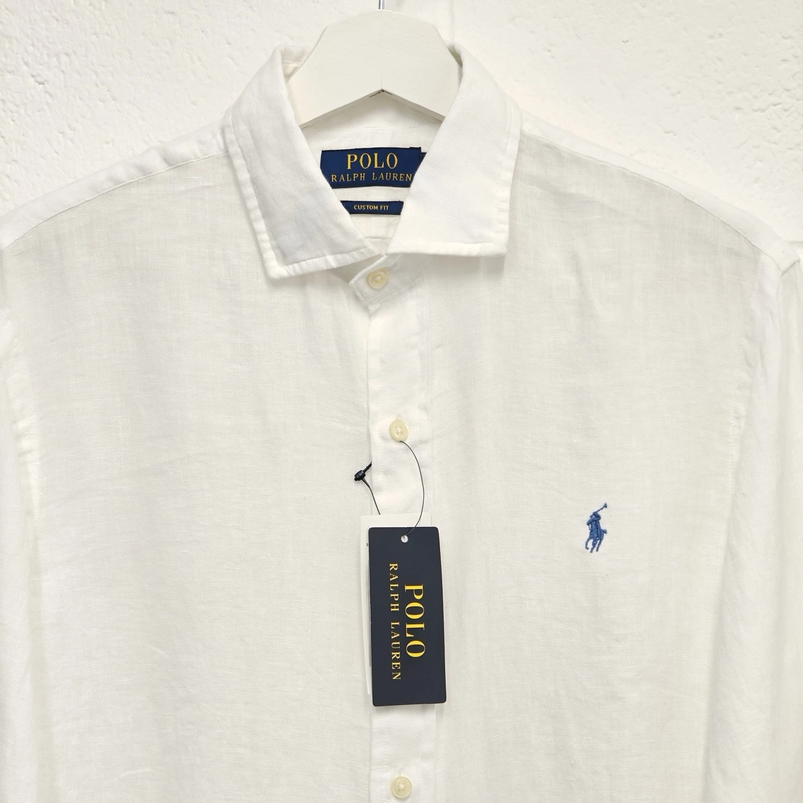 Polo Ralph Lauren Linen Shirt White Logo Pony XL Custom Fit 4800G