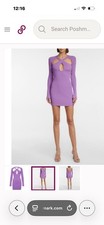 David Koma Long Sleeve Short Purple Criss Cross Neck Criss Cross Back Dress