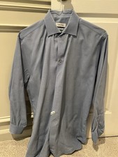 Calvin Klein Men's Blue Stripe Slim Fit Button-down Long Sleeve Shirt Size M