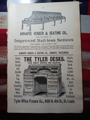 ~1895 Printwerbung Werbung TYLER OFFICE Möbel St Louis ''Best Desks On Earth''