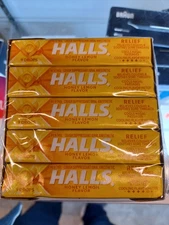 HALLS Relief Honey Lemon Cough Drops, 20 Packs of 9 Drops (180 Total Drops)