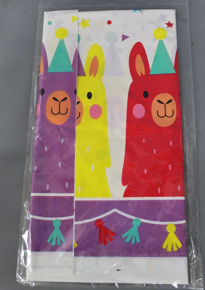 54x102in. Plastic Rectangle Birthday Llama Table Cover ( Pack of 2 ) - Image 2 of 3