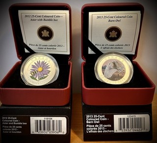 2012 2013 Canada Wildlife Coins 25 Cent / Includes Both Coins Pristine Condition