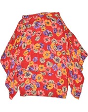 Gonna asimmetrica donna VINTAGE W28 media rossa floreale WI03