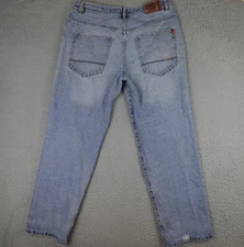 Ecko Unltd Jeans Mens 38 (36x32) Blue Rhino-Cut Distressed Thrashed Denim Y2K