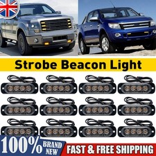 12x 4 LED Amber Recovery Strobe Flashing Grille Light Lightbar Truck Beacon Lamp