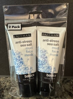 Freeman Anti-Stress Sea Salt Mud Face Mask  1.5 FL OZ Each New Sealed 2 Pack