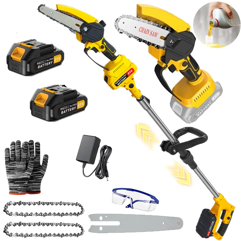 6-inch 2in1 Cordless Pole Saw & Mini Chainsaw Long Reach 21V Electric Chain Saw