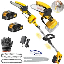 6-inch 2in1 Cordless Pole Saw & Mini Chainsaw Long Reach 21V Electric Chain Saw