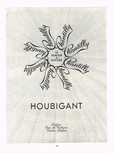 PUBLICITE ADVERTISING  1952   HOUBIGANT  pafum  CHANTILLY - Zdjęcie 1 z 1