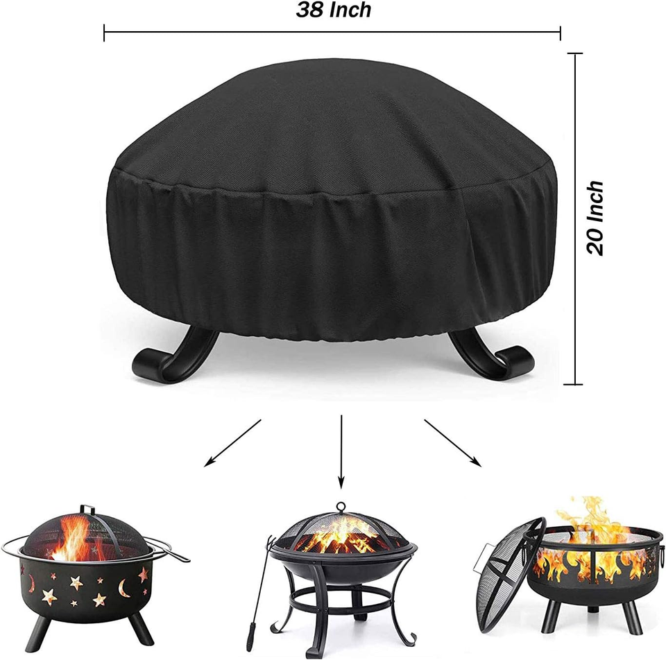 Fire Pit Cover Heavy Duty Waterproof round Fire Pit Bowl Cover with