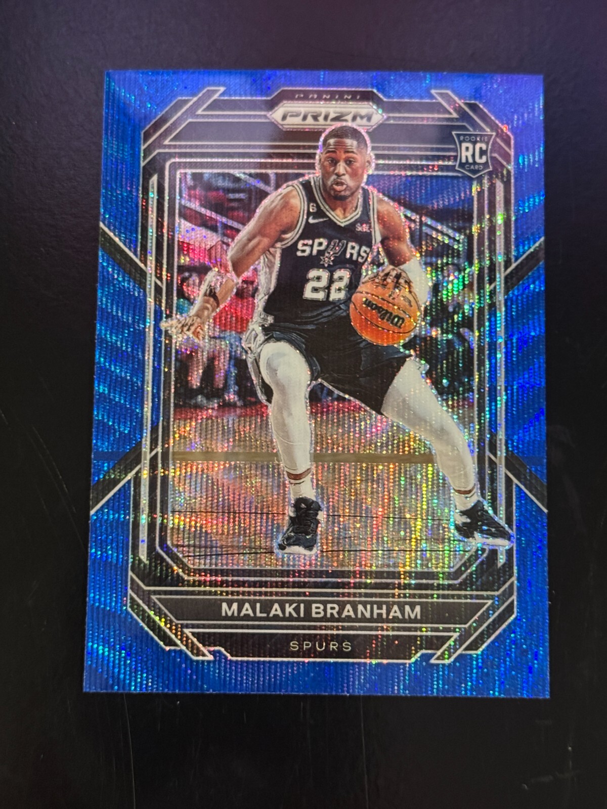 2022-23 Panini Prizm Malaki Branham Prizms Blue Wave RC #230 Spurs