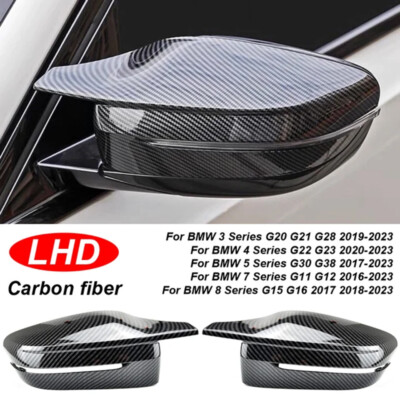 FOR 2018-22 BMW G15 G20 G22 REAL CARBON FIBER G8X STYLE MIRROR CAP COVER CLIP-ON
