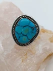 Vintage Sterling Silver Large Stone Navajo Blue Turquoise Ring