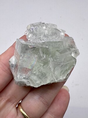 Clear Minty Green with Purple Phantom Fluorite On Quartz Zhejiang, China