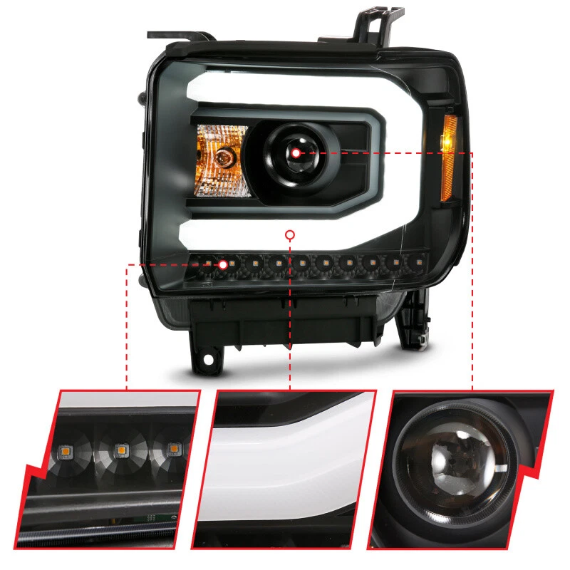 ANZO para GMC SIERRA 1500 14-15 2500H/15-19 Proyector Faro Tablón Estilo Negro Foto 2 de 4