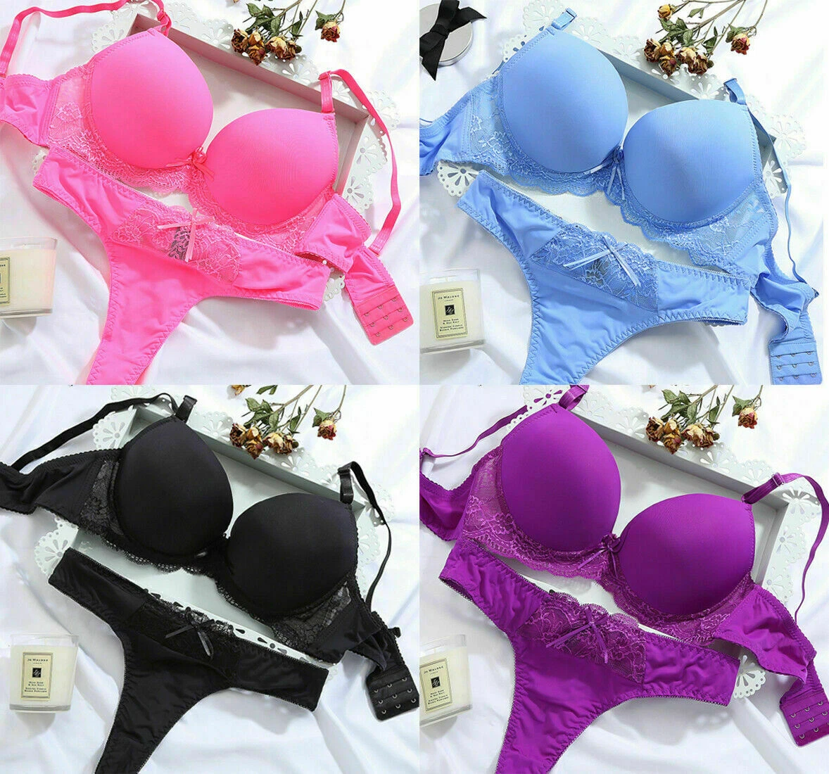 Women's Push up Sexy Padded Bras Set Ladies Underwear Lingerie Lace Bra  Knicker