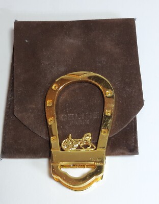 CELINE Gold Plated Gold Plated Original Horse Scarf Brooch Clasp