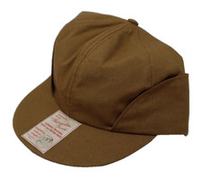Vintage Deadstock NOS 60s 70s Mens Brown Canvas Hat Fold Down Sides Back 6-7/8