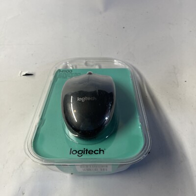 Logitech M100R Full Size Wired USB Mouse Dark Black - BRAND NEW - SEALED