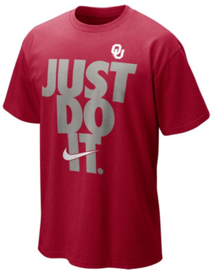 Nike Oklahoma Sooners College Just Do It Big Center Stack Block T-Shirt NEW