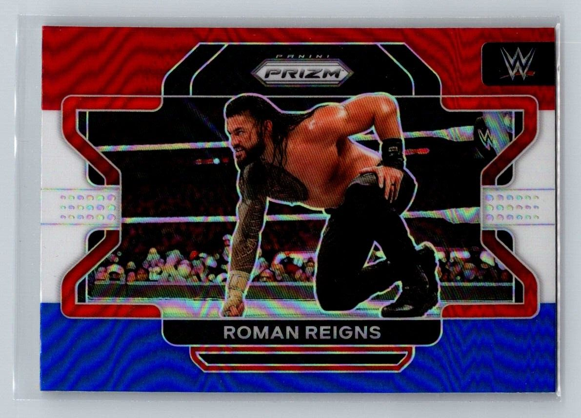 2022 Panini Prizm WWE Roman Reigns Red White Blue Prizm #40 Smack