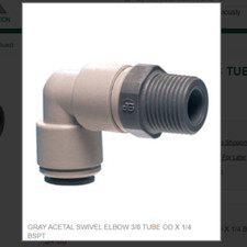 GRAY ACETAL SWIVEL ELBOW 3/8 TUBE OD X 1/4 BSPT # PI091202S