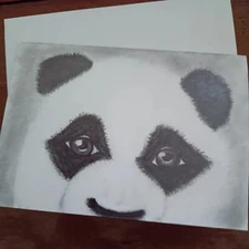 Panda Bear Card Free Hand Pencil Drawing comes with envolpe