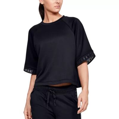 Under Armour Oversized Tech Terry Fashion Pullover Top Black Size Small NWT