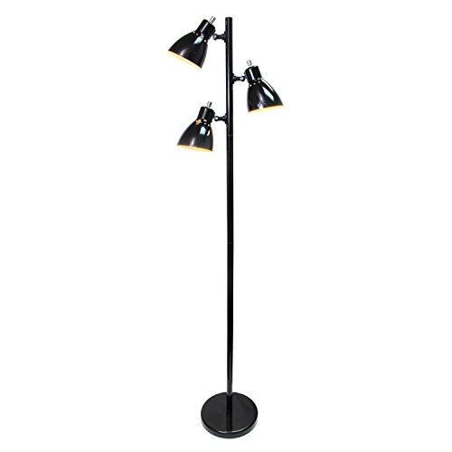 Floor Lamp Torchiere Contemporary Black Adjustable 5 Light Fixture