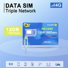 4G Lte Sim Card 12Gb 180Days UsA Network Support for At&T, T-Mobile and Verizon