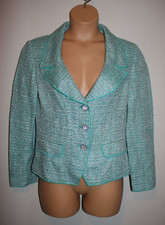 NEW Womens ST. JOHN Metallic Shimmer Twill Jacket Blue Size 12 NWT 1595
