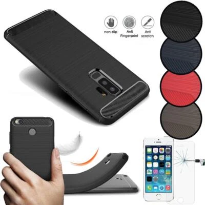 HANDY HÜLLE TPU SOFT CASE CARBON FIBER MUSTER BRUSHED DESIGN FLEXIBEL ANTI SHOCK - Bild 1 von 4