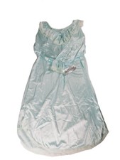 Vintage Size Appeal Womens Sz L Blue Satin Ceylon Long Night Gown Lace Trim