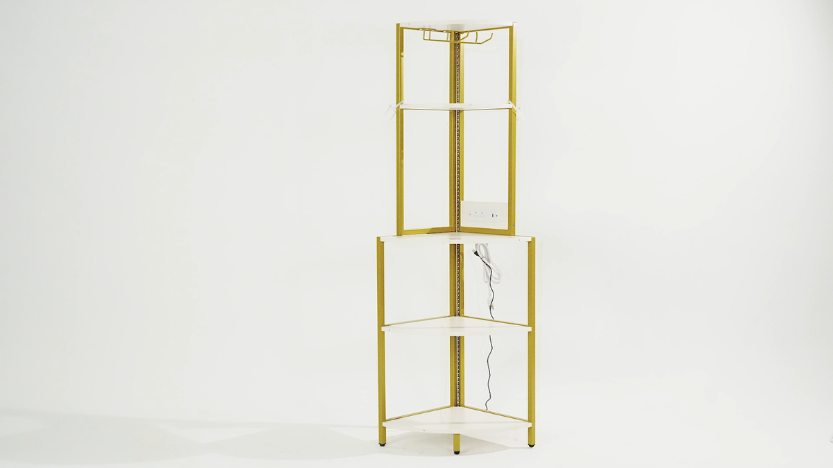 その他 EST 5 Tier LED Corner Shelf with Power Outlets and Glass Holder