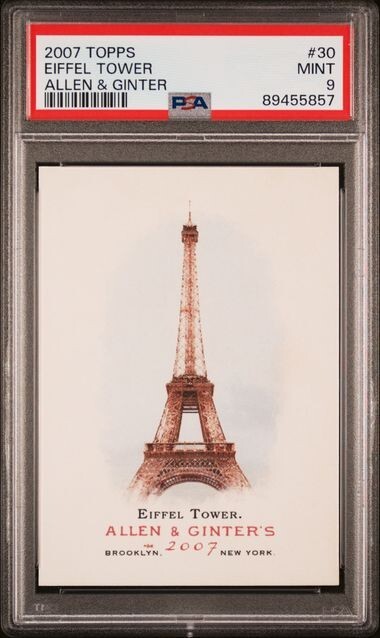 PSA 9 MINT EIFFEL TOWER PARIS FRANCE 2007 ALLEN GINTER #30 A&G TOPPS WORLD TPHLC