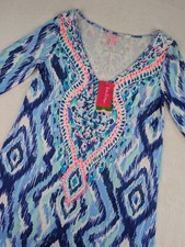 Lilly Pulitzer Ophelia Dress Womens XS Blue Swish Skipped A Beach Engineered NWT