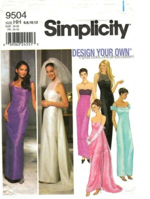 Simplicity Sewing Pattern Women's EVENING WEDDING DRESS 9504 Sz 6-8-10-12 UNCUT | eBay Simplicity Sewing Pattern Women's EVENING WEDDING DRESS 9504 Sz 6-8-10-12 UNCUT | eBay