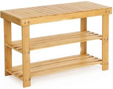 Image of 3Tier Shoe Rack Seating Bench Hallway Storage Organiser Holder Stand Bamboo