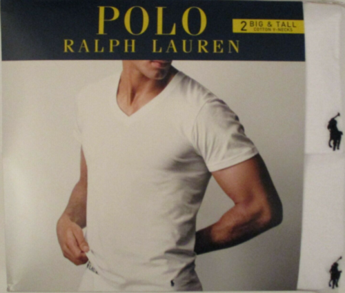 2 POLO RALPH LAUREN MENS 3XLT TALL COTTON WHITE V NECK T-SHIRTS UNDERSHIRTS NWT - Picture 1 of 7