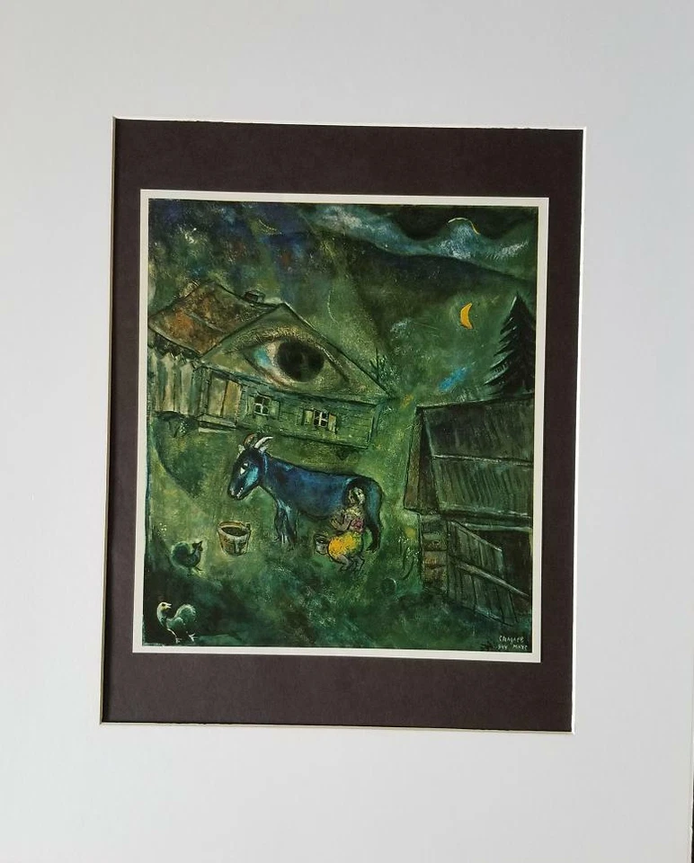 Litografía offset montada Marc Chagall La casa con ojos verdes 1969 edición limitada Foto 3 de 3
