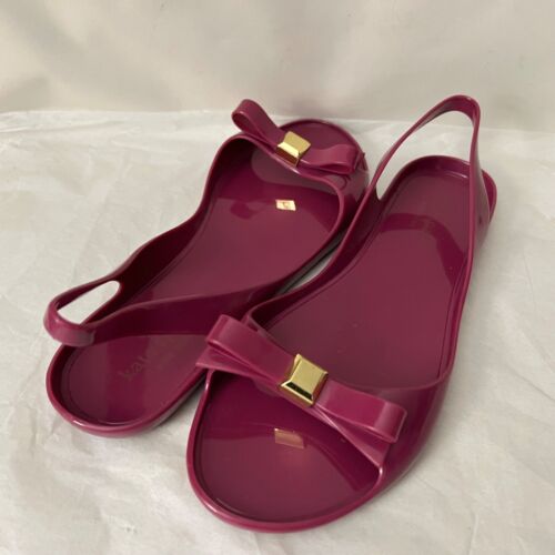 Kate Spade New York Jelly Sandals Raspberry Pink Slingback w/Bow Women's 9 Flat