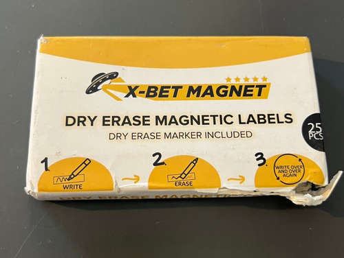 Dry Erase Magnetic Labels 25 Reusable Magnetic strips for metal Refrig marker