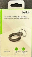 Belkin Waterproof AirTag Holder with Key Ring IPX8 Secure Case Black