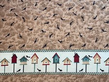 1 Yds Debbie Mumm Bird Houses Border SSI Cotton Fabric 37" X 44"