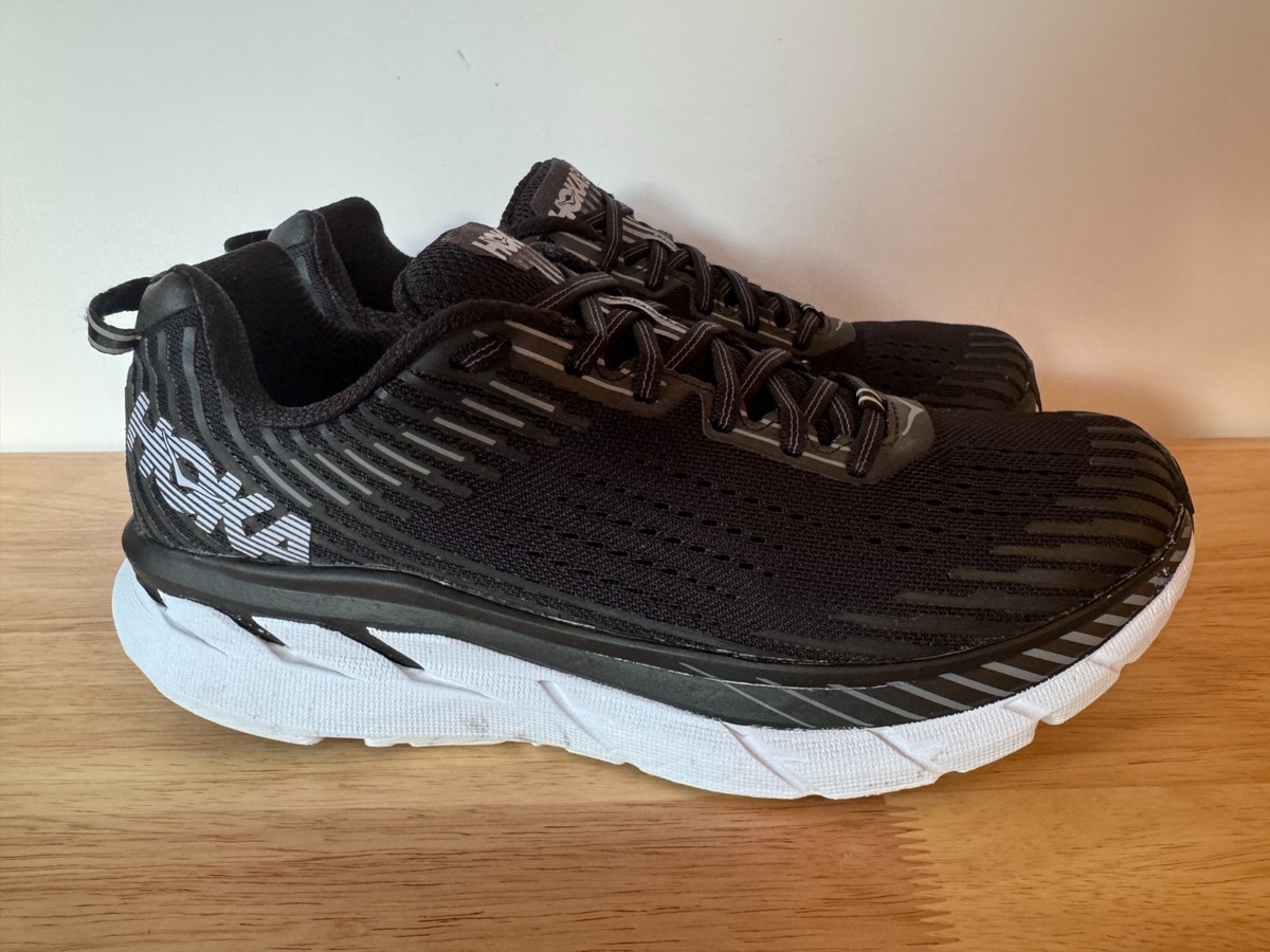 Hoka One One Clifton Running Shoes Black White 1093756 BWHT Women's Size  10